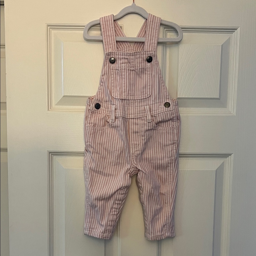Old Navy Pink and White Striped Kids Overalls